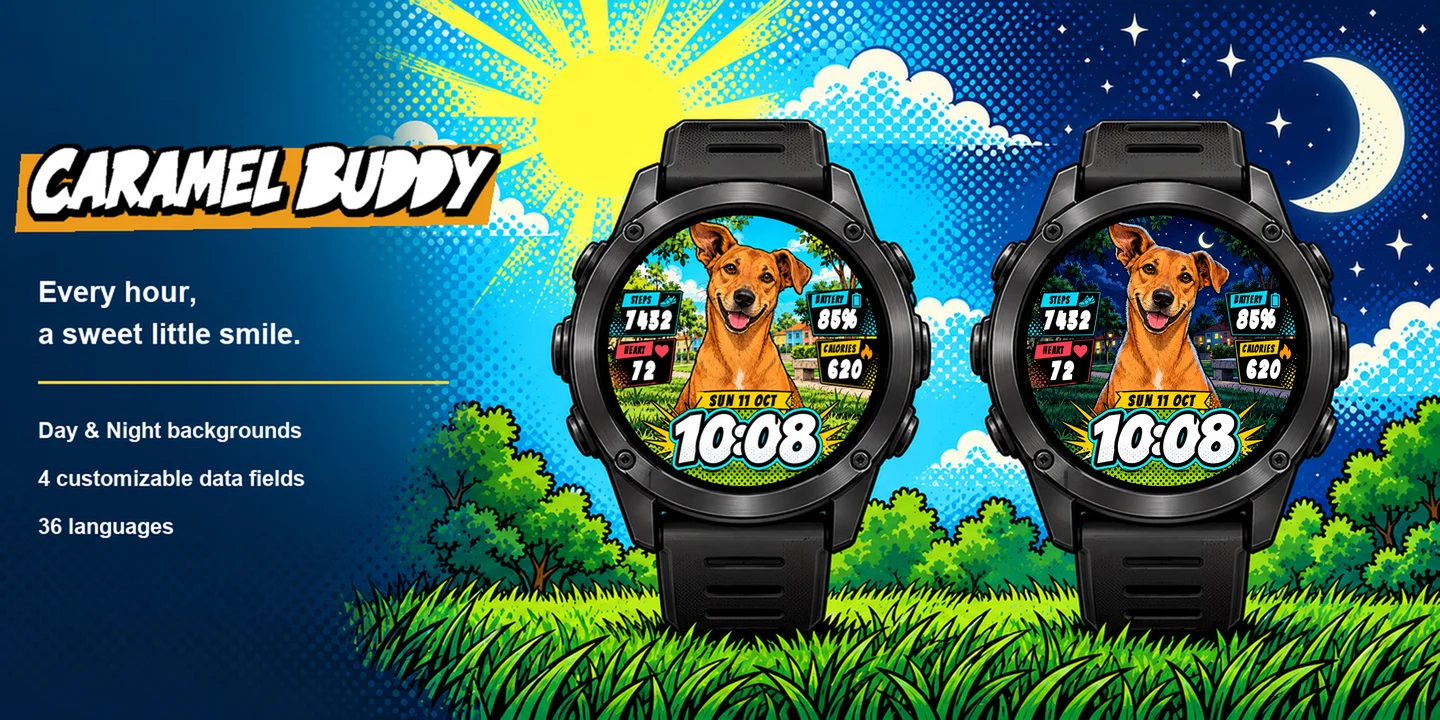 Caramel Buddy on two watches: Day and Night