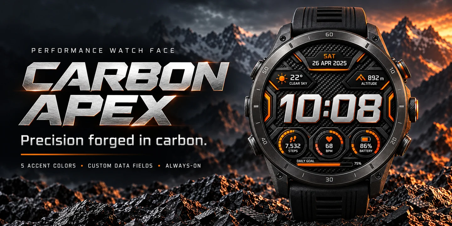 Carbon Apex on a watch, mountain scene