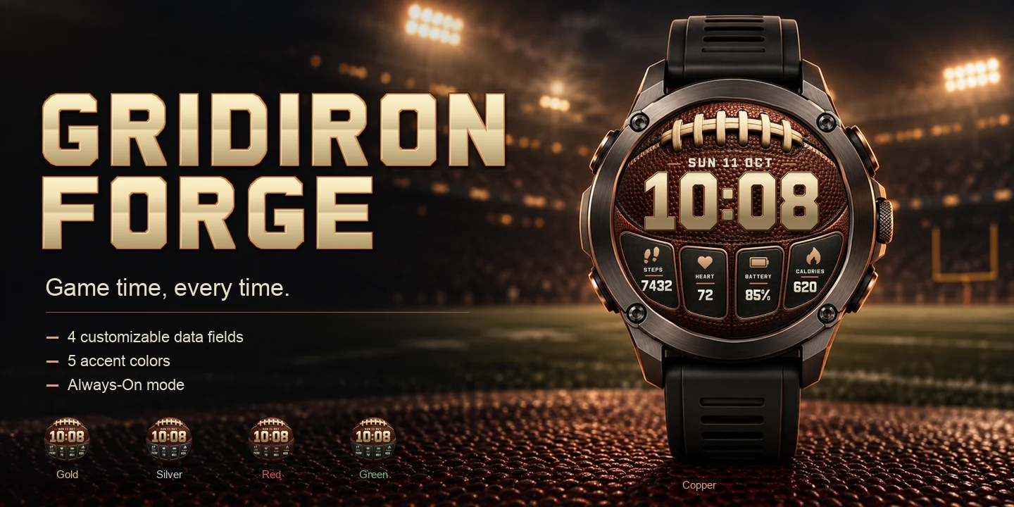 Gridiron Forge sur une montre, projecteurs du stade la nuit