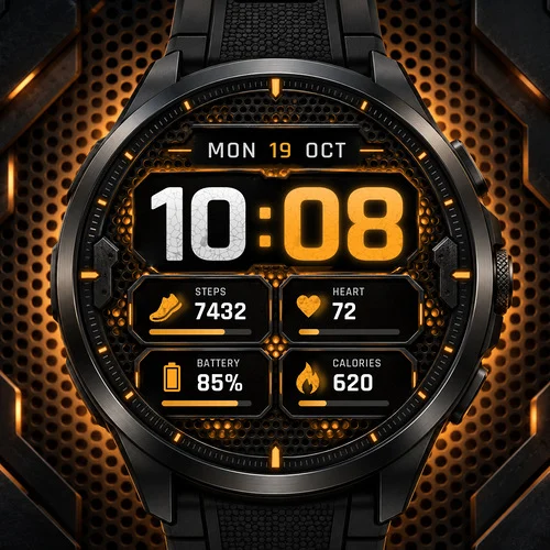 Amber Matrix watchface